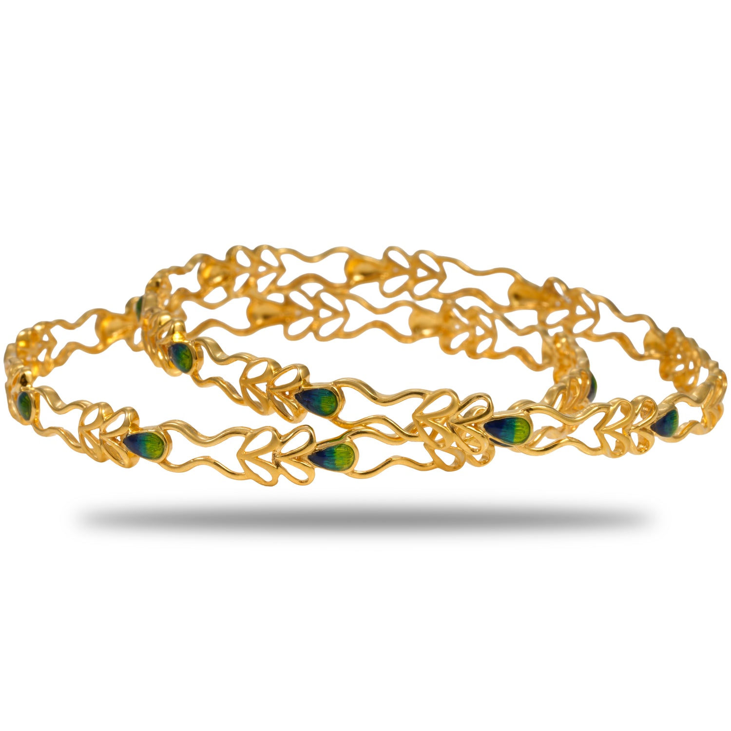 Anvika Golden Heritage Silver Zircon Bangles Radiant Gold Finish – 419-00988