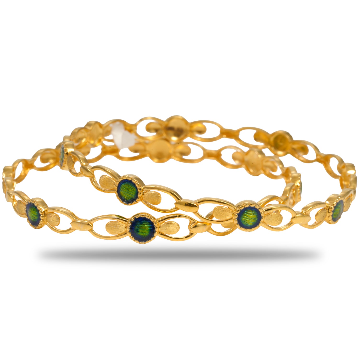 Ritika Royal Shine Silver Zircon Bangles Radiant Gold Finish – 419-01044