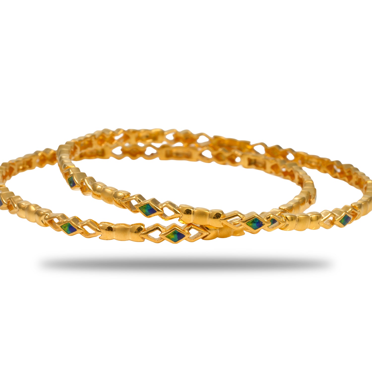 Pranitha Spark Silver Zircon Bangles Radiant Gold Finish – 419-01014