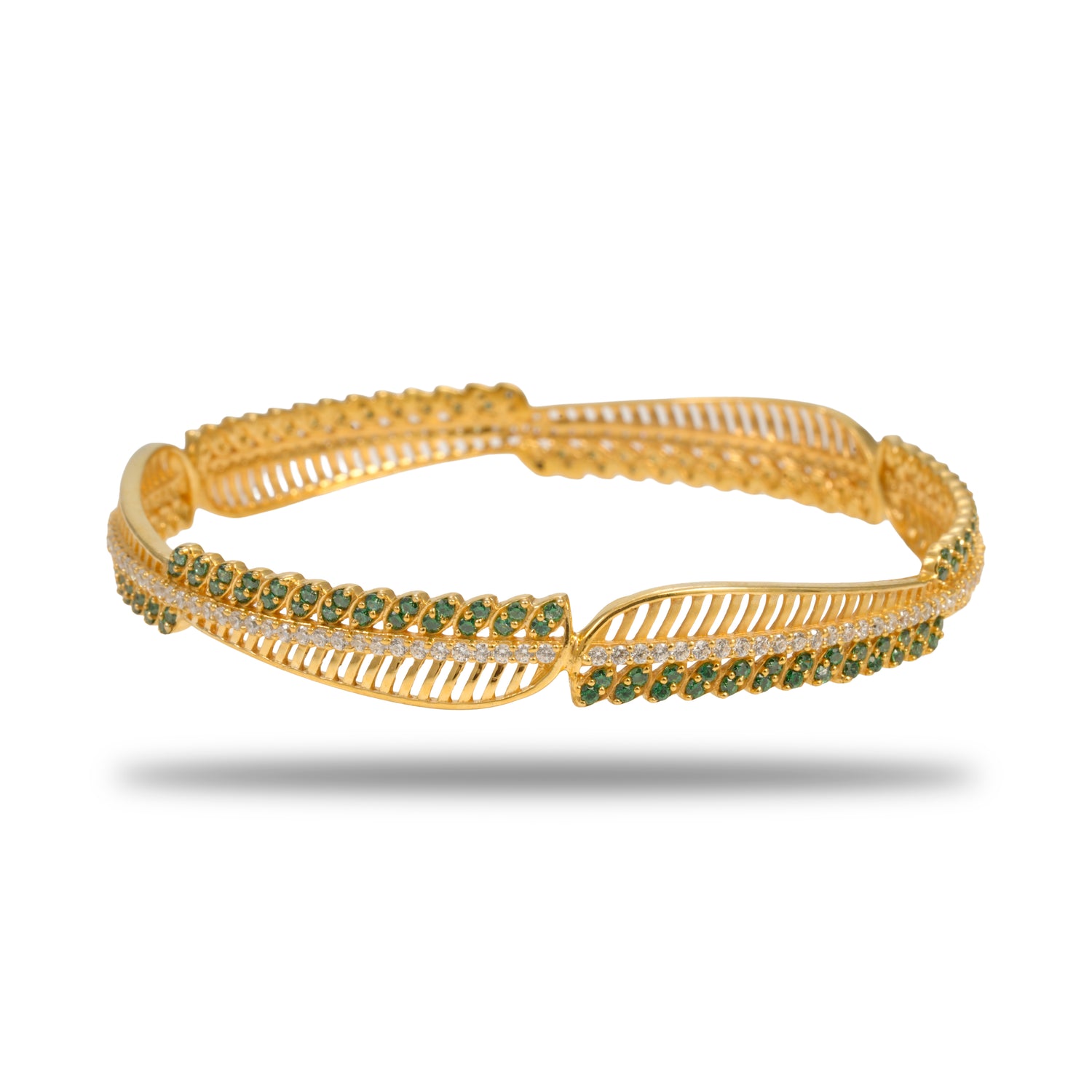 Vaanya Antique Radiance Silver Zircon Bangles Radiant Gold Finish – 419-00991
