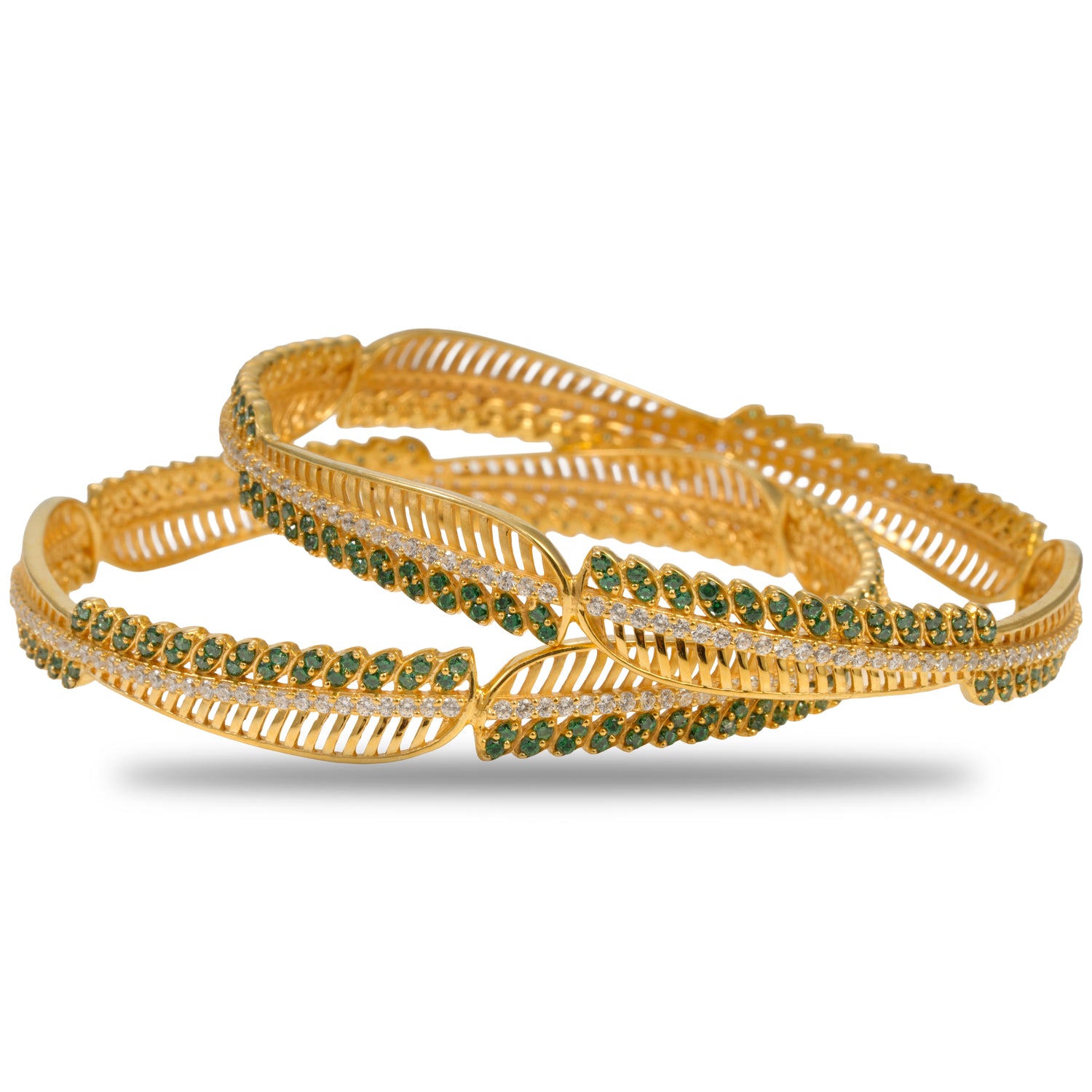 Vaanya Antique Radiance Silver Zircon Bangles Radiant Gold Finish – 419-00991