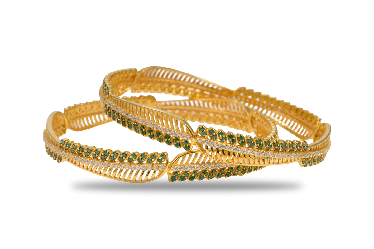 The Mayura Wave Lattice 925 Silver Gold Plated Bangle (single)