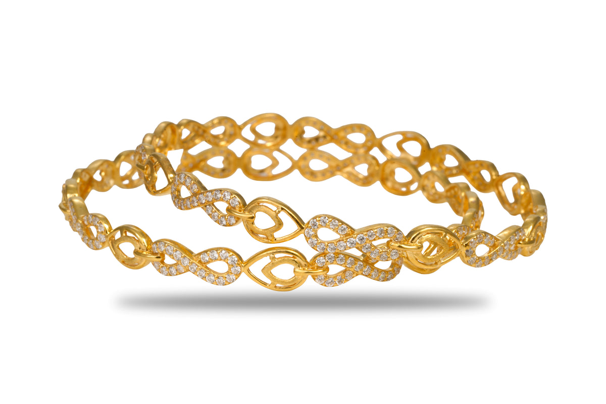 The Eternity Shimmer Infinity 925 Silver Gold Bangle Pair