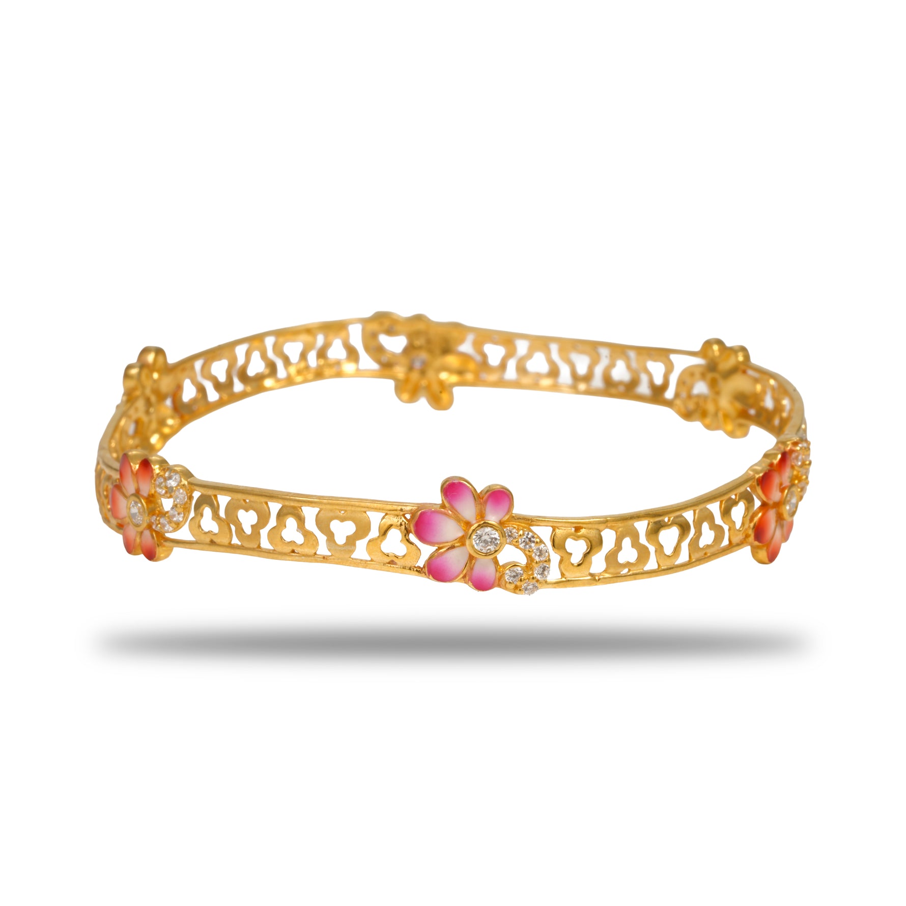 Eshani Royal Heritage Silver Zircon Bangles Radiant Gold Finish – 419-00974