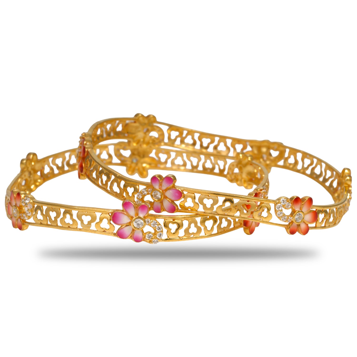 Eshani Royal Heritage Silver Zircon Bangles Radiant Gold Finish – 419-00974