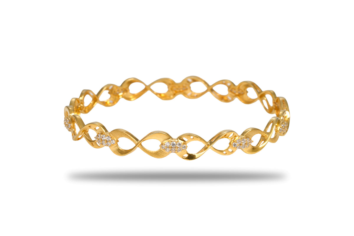 The Ananta Infinite Wave 925 Silver Gold Plated Bangle Pair