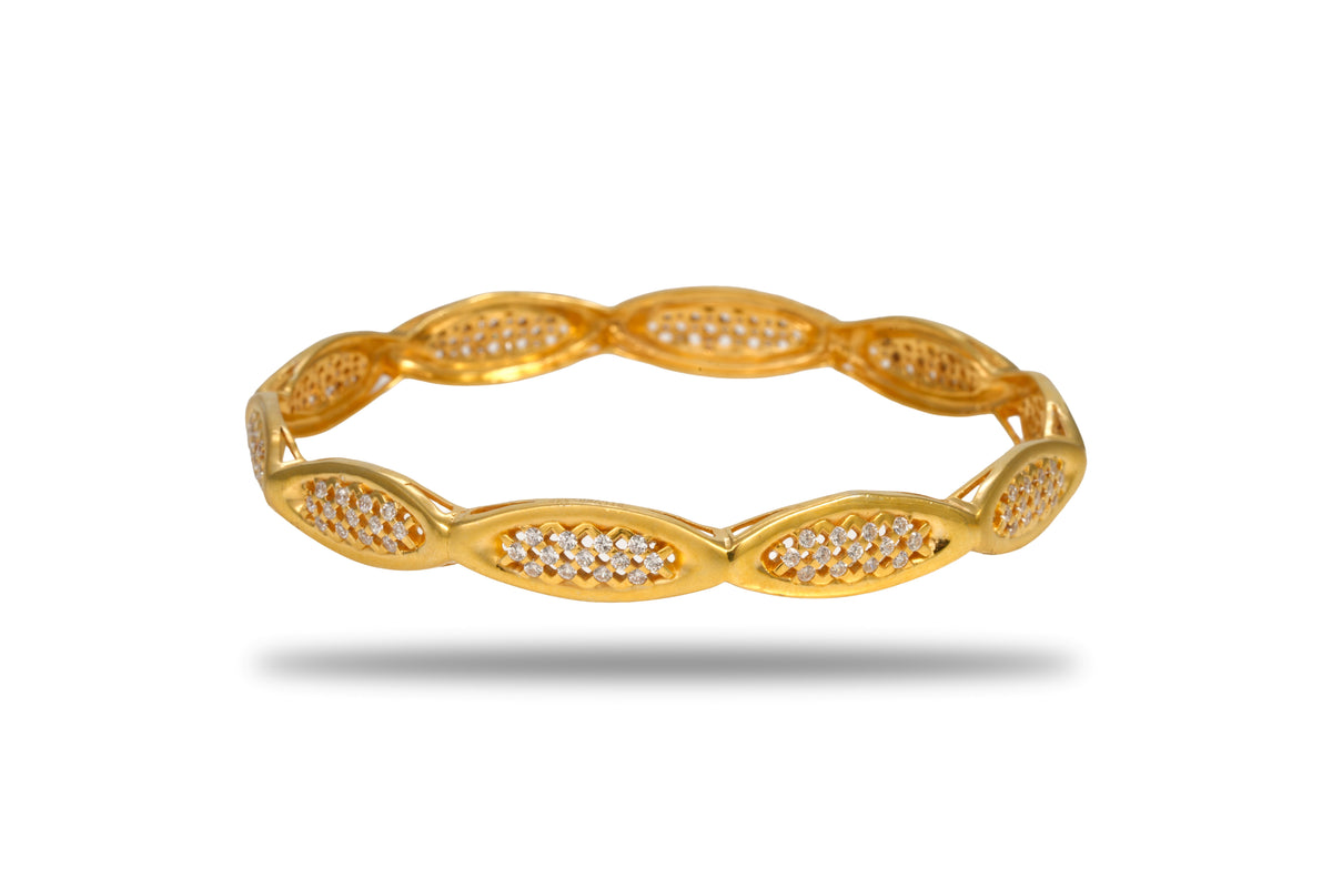 The Aadya Marquise Lattice 925 Silver Gold Plated Bangle Pair
