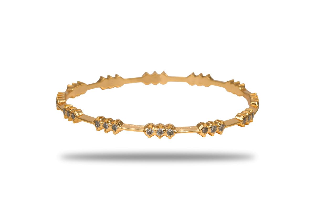 The Prema Triple Heart Sleek 925 Silver Gold Plated Bangle Pair