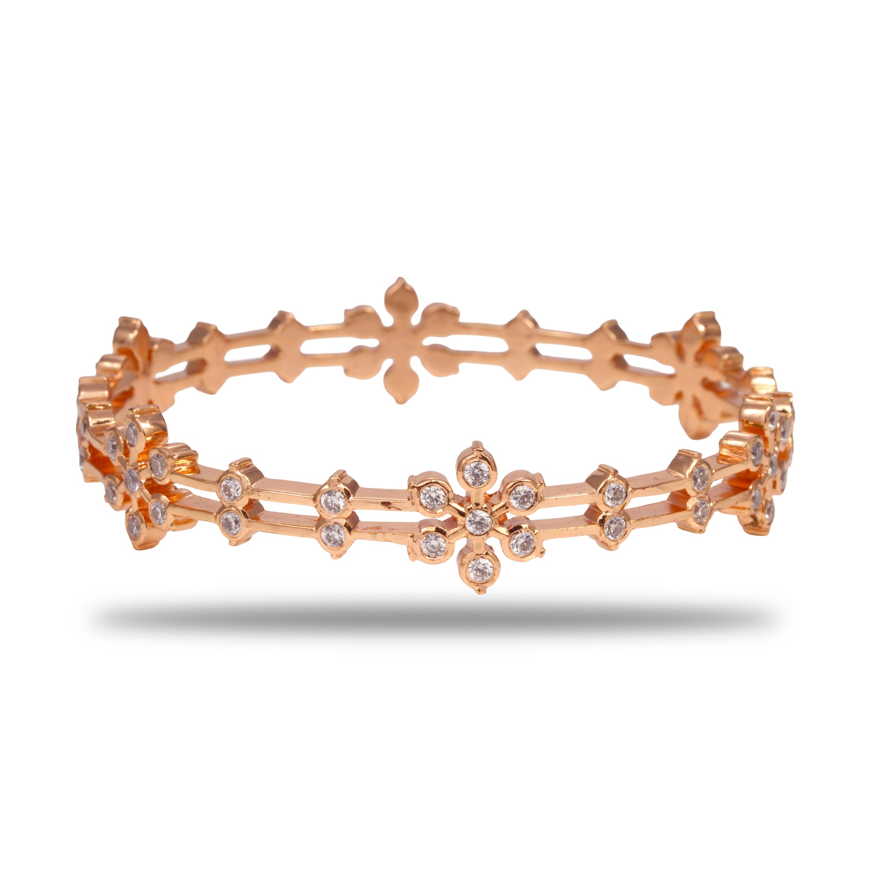 Charvika Radiant Legacy Silver Zircon Bangles Radiant Gold Finish – 419-00892
