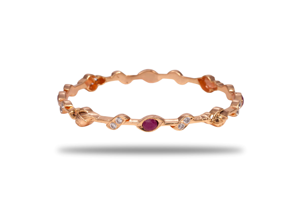 The Rubina Delicate Infinity Ruby Rose 925 Silver Gold Plated Bangle Pair