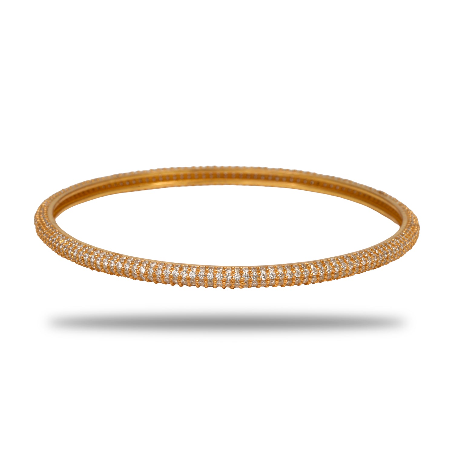 Aarini Golden Crest Silver Zircon Bangles Radiant Gold Finish – 419-00582