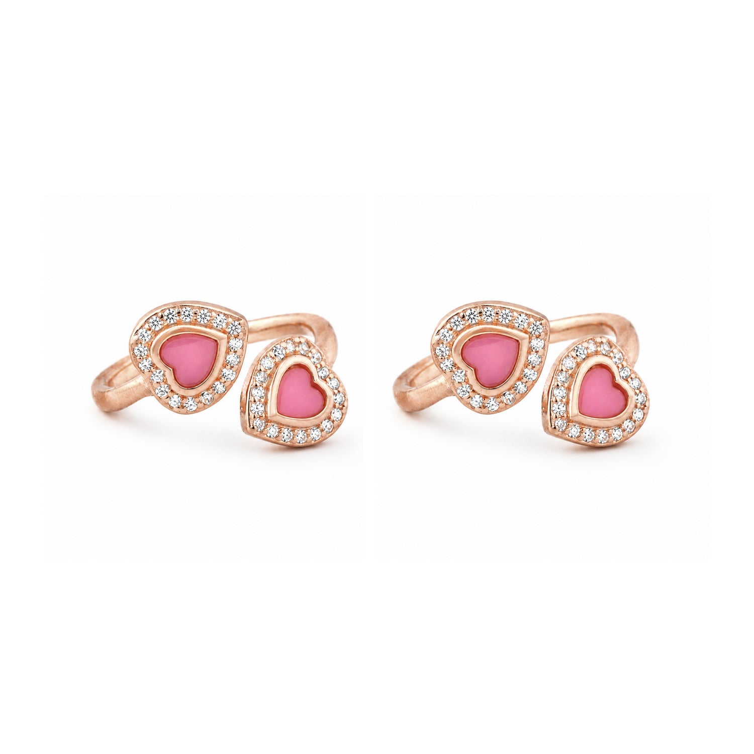 Blushing Double Heart Rose Gold Adjustable Toe Rings