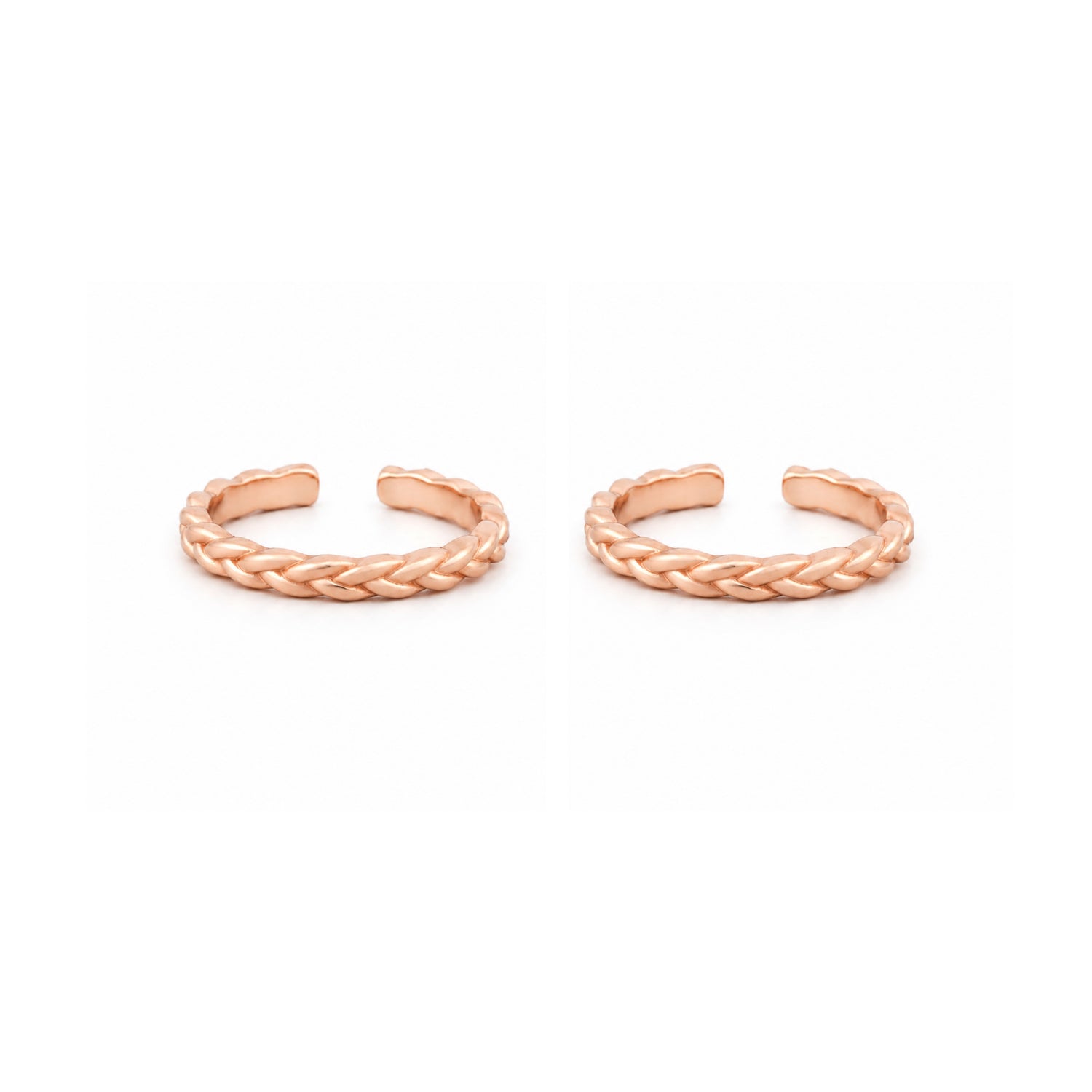 Intertwined Elegance Braided Rose Gold Adjustable Toe Rings