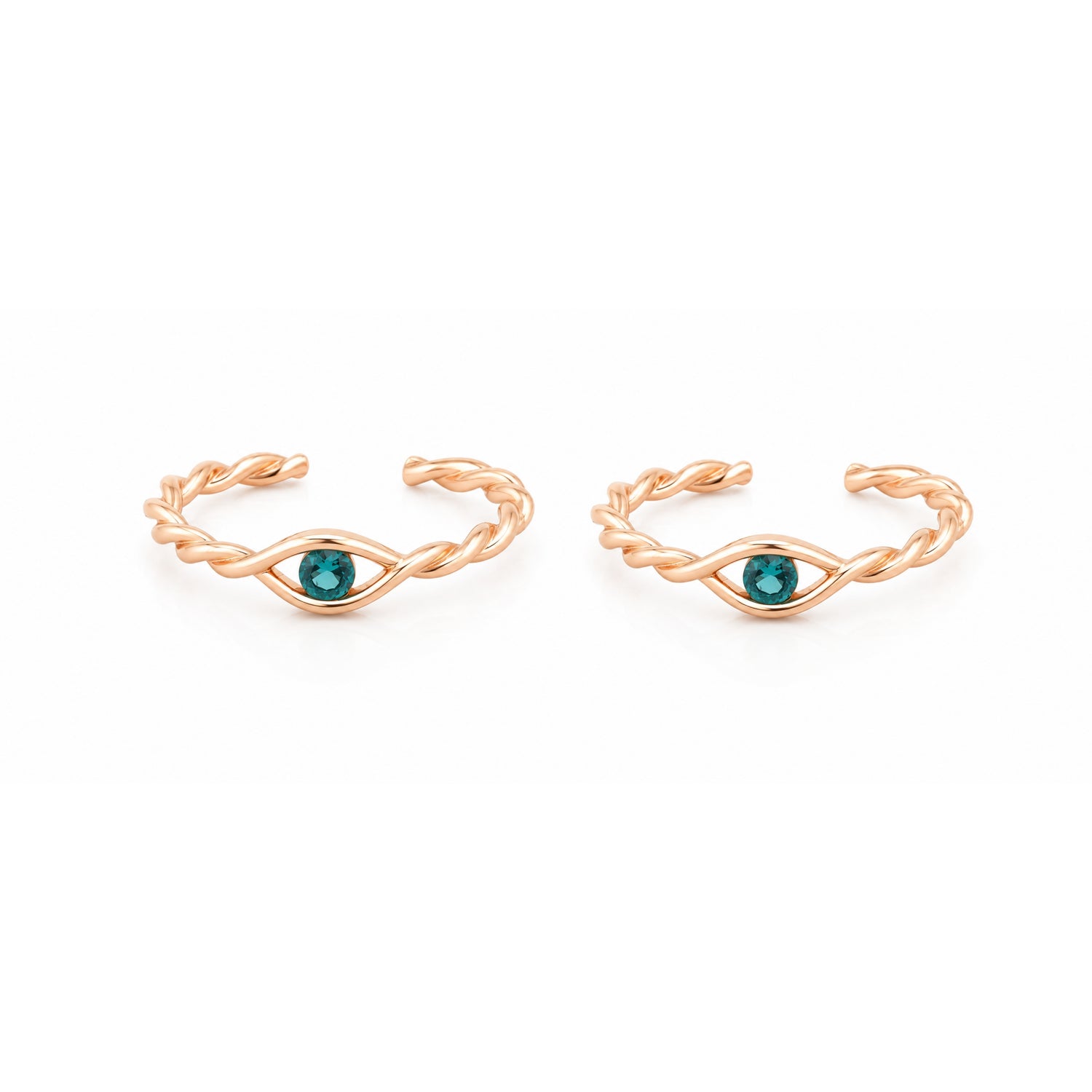 Mystic Evil Eye Twisted Rose Gold Adjustable Toe Rings
