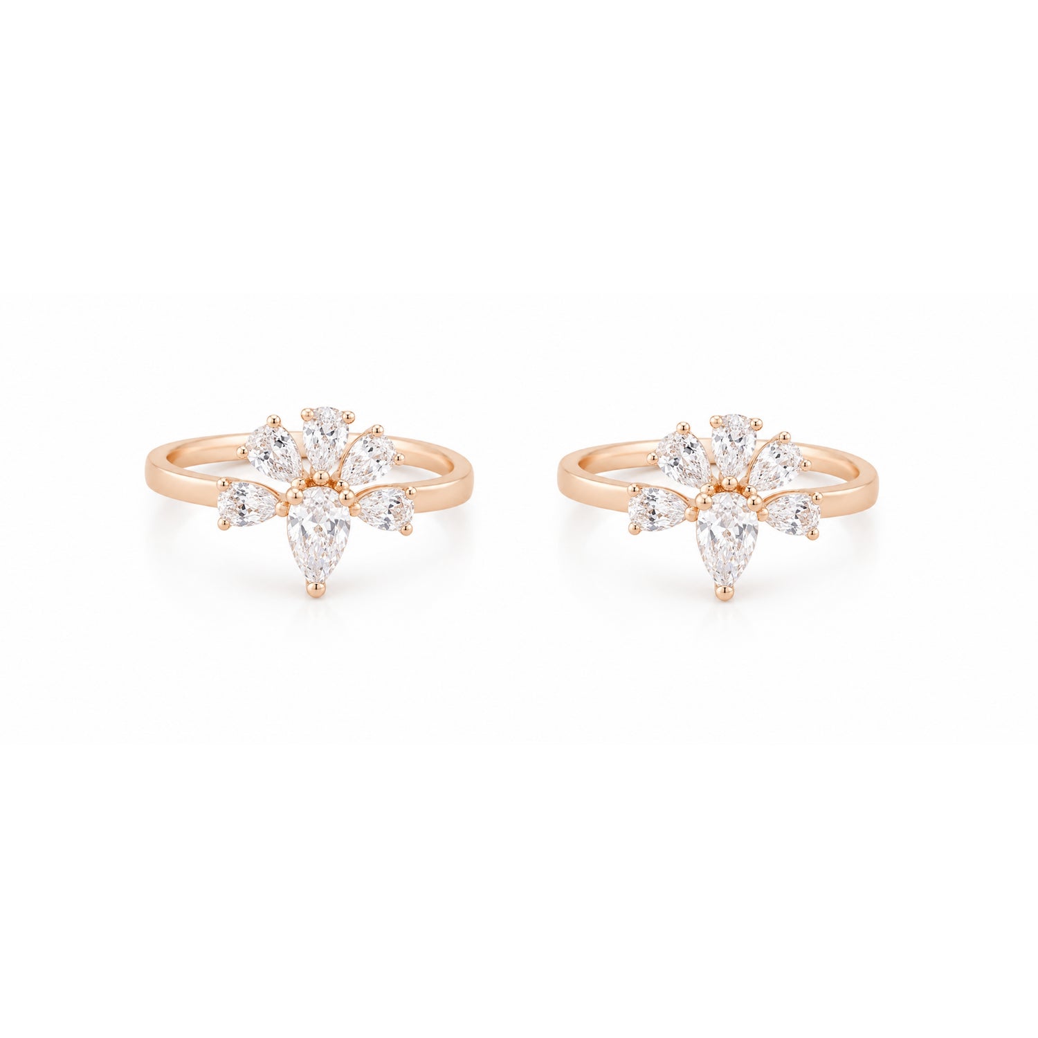 Majestic Pear Tiara Rose Gold Adjustable Toe Rings