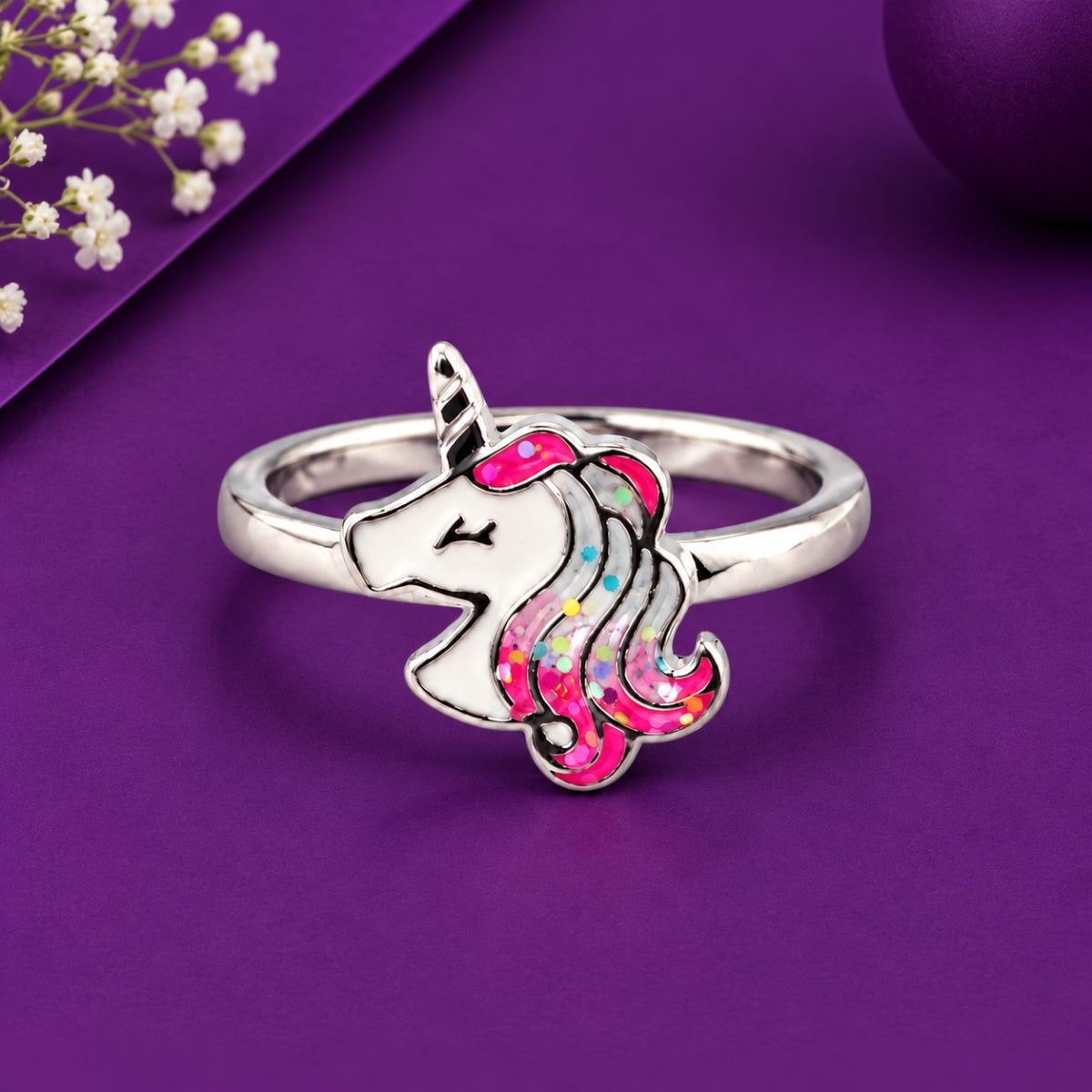 The Magic of Stella: 925 Sterling Silver Sparkly Unicorn Kids Ring