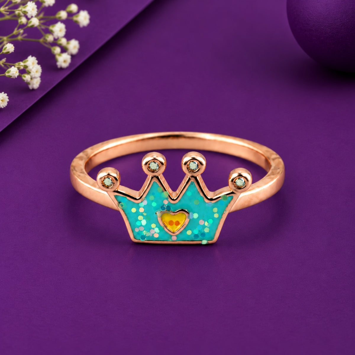 The Tiny Tiara: 925 Sterling Silver Rose Gold Princess Crown Kids Ring