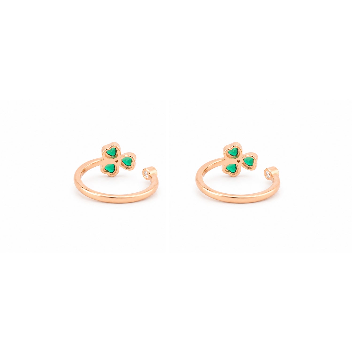 Emerald Shamrock Rose Gold Adjustable Toe Rings
