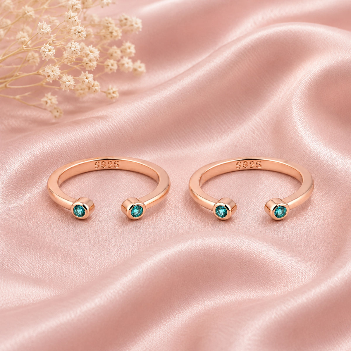 Emerald Cuff Minimalist Rose Gold Adjustable Toe Rings