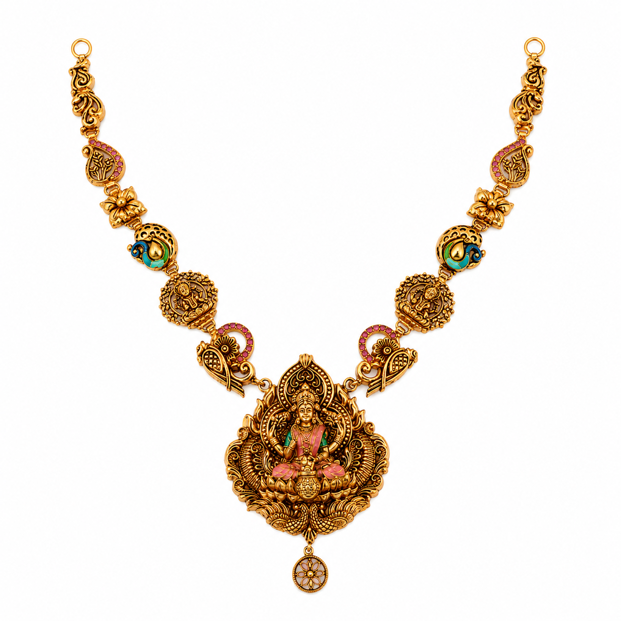 Aura Lakshmi Antique 925 Silver Gold-Plated Necklace