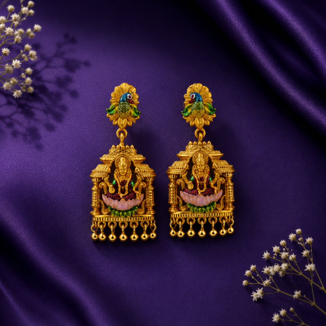 Imperial Lakshmi Mandap Heritage Gold-Plated 925 Silver Drops