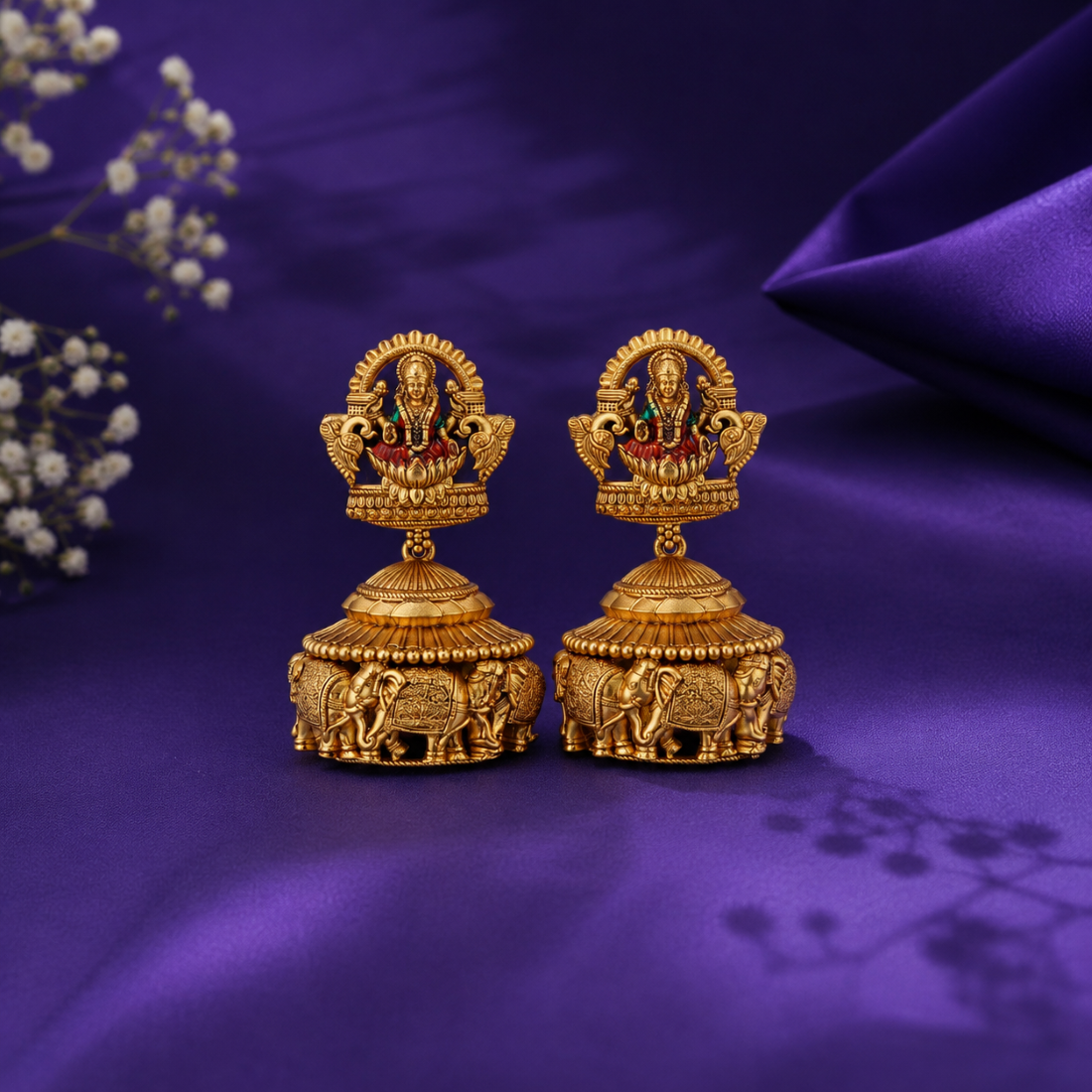 Royal Ganesha & Parade Elephant Gold-Plated 925 Silver Drops
