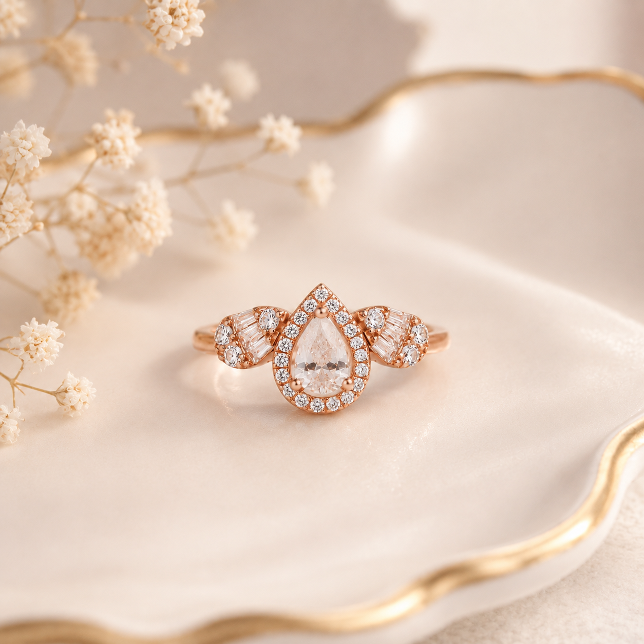 The Seraphina Pear Halo Ring