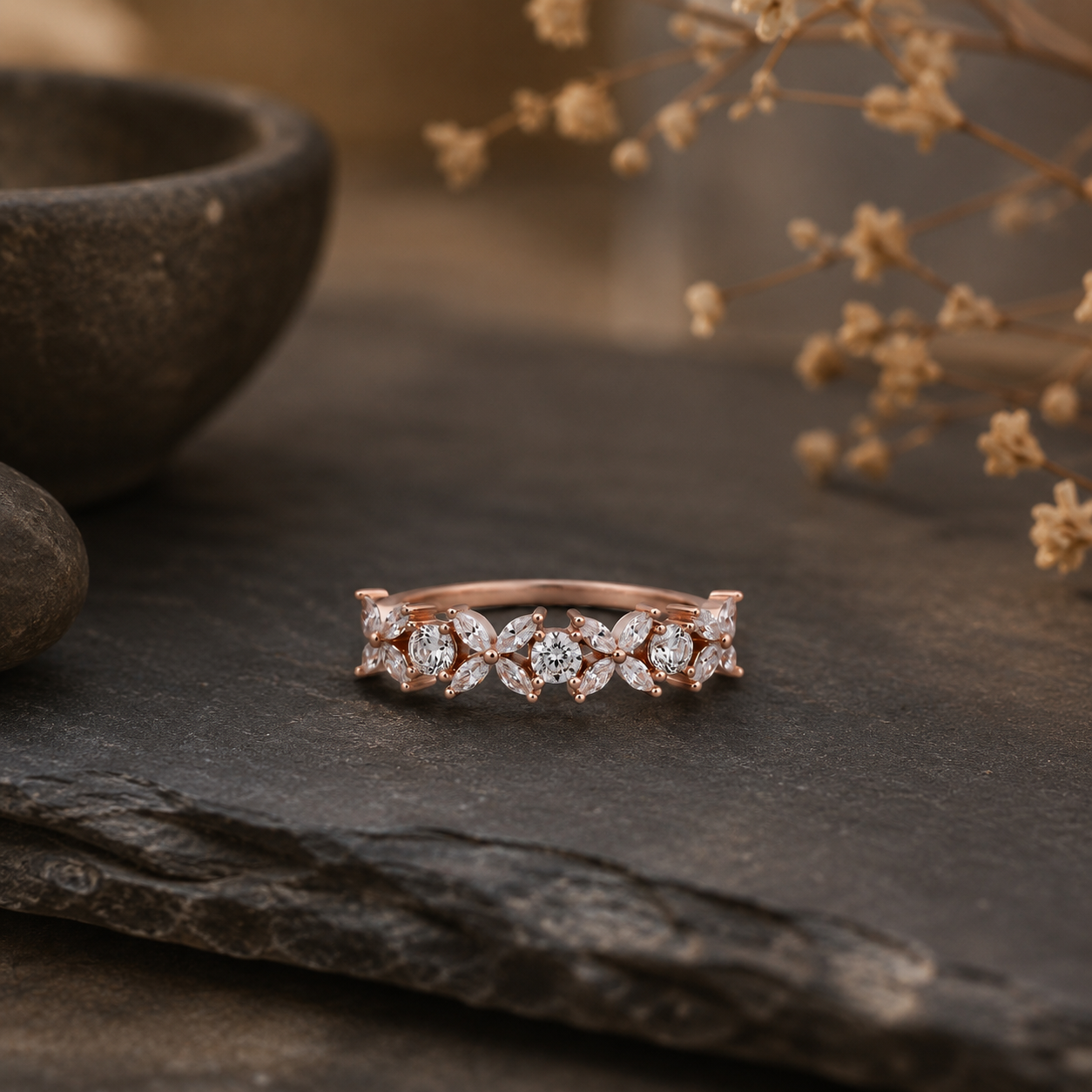 The Marquise Petal Eternity Band