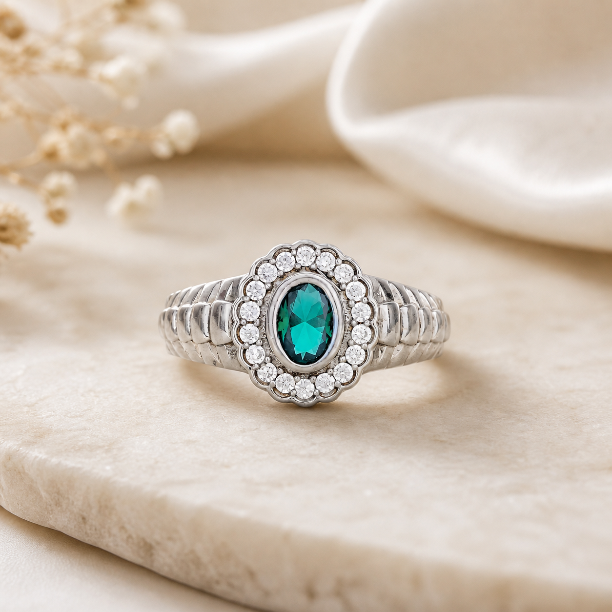 Emerald Crown Signet Ring