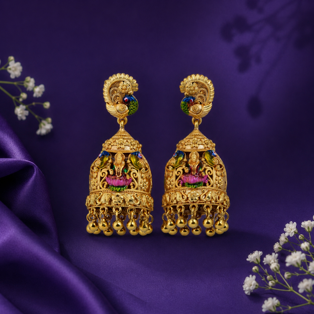 Mayura Royal 925 Silver Gold-Plated Jhumka