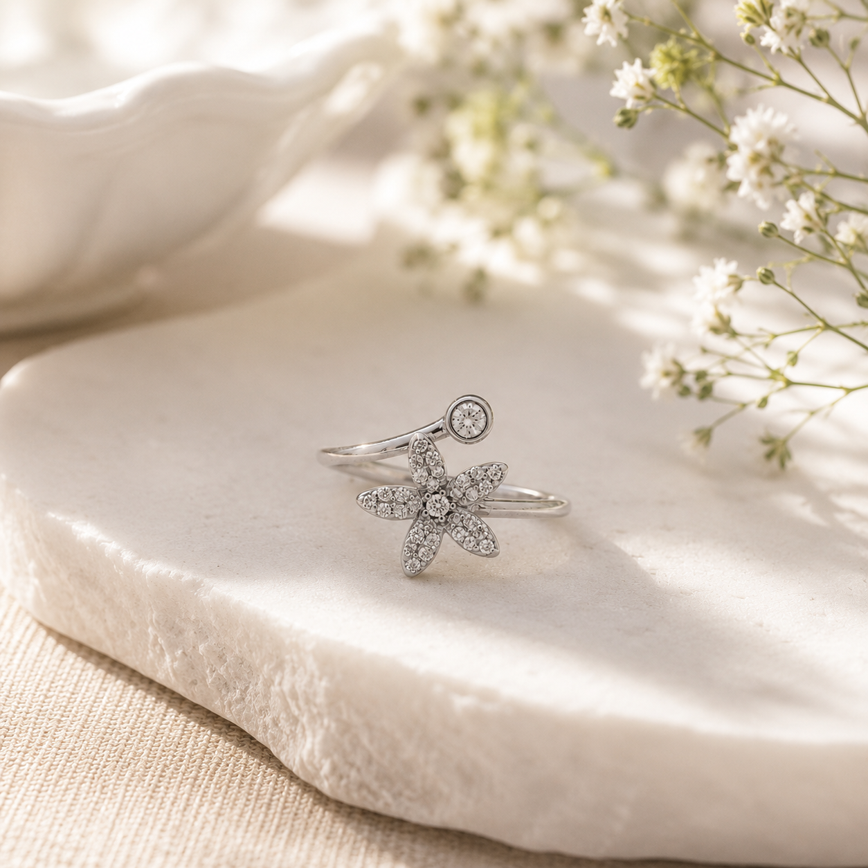 The Wildflower Solitaire Bypass Ring