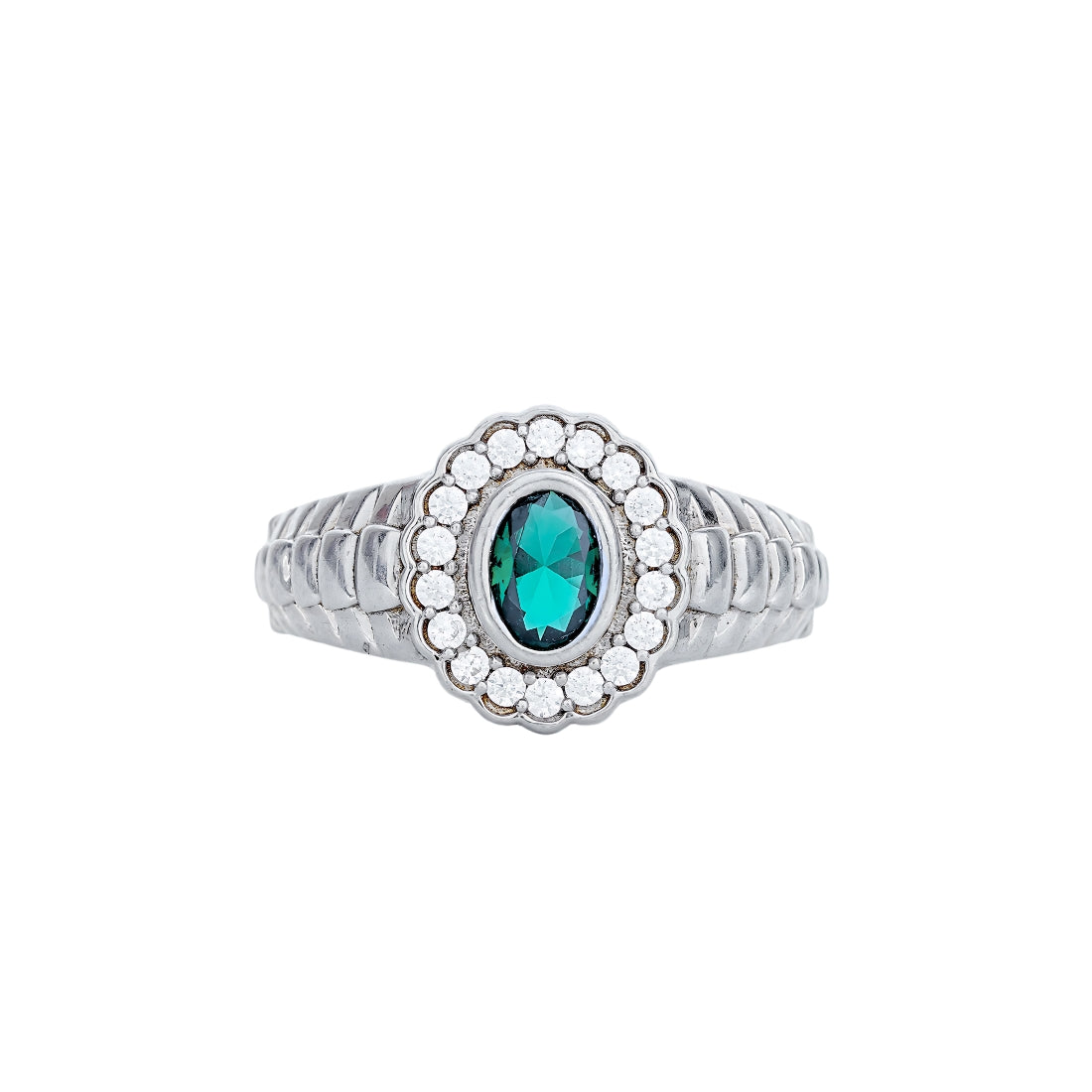 Emerald Crown Signet Ring