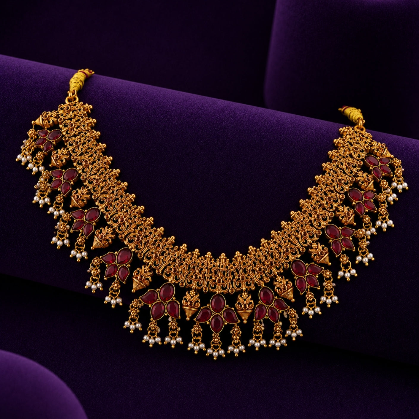 The Kalyani Kempu Nakshi Guttapusalu Choker